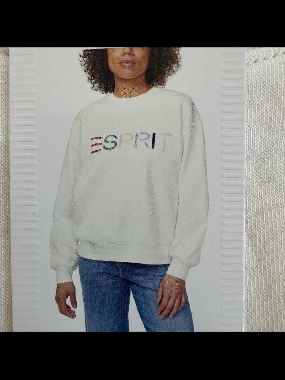 Esprit small Cream Sweatshirt with Rainbow Logo - Picture 2 of 5